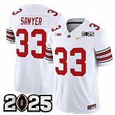 Men's Ohio State Buckeyes #33 Jack Sawyer White Gold 2025 CFP Final Patch F.U.S.E. Vapor Limited Stitched Football Jersey,baseball caps,new era cap wholesale,wholesale hats
